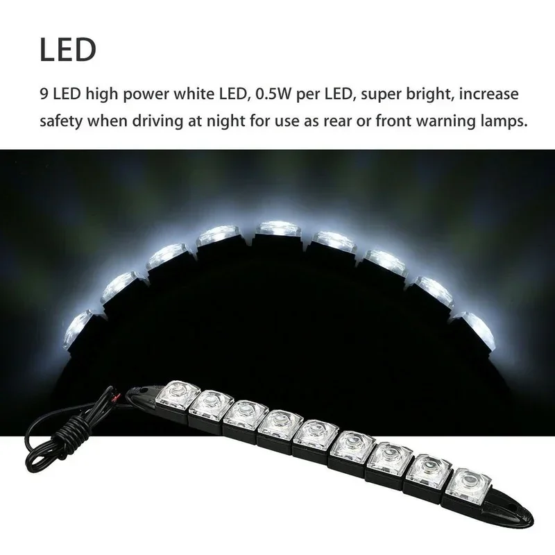 자동차 주간 주행등, 유연한 방수 안개등, 운전 헤드 램프, 9 LED, 12V, 2 개