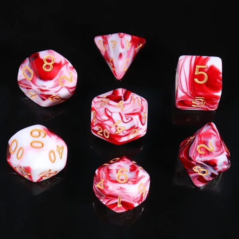 New Pearl Pattern Mixed Color D8/10/12/20 Polyhedral Digital Dice for DND TRPG Party Entertainment Dice Set Board Game Supplies