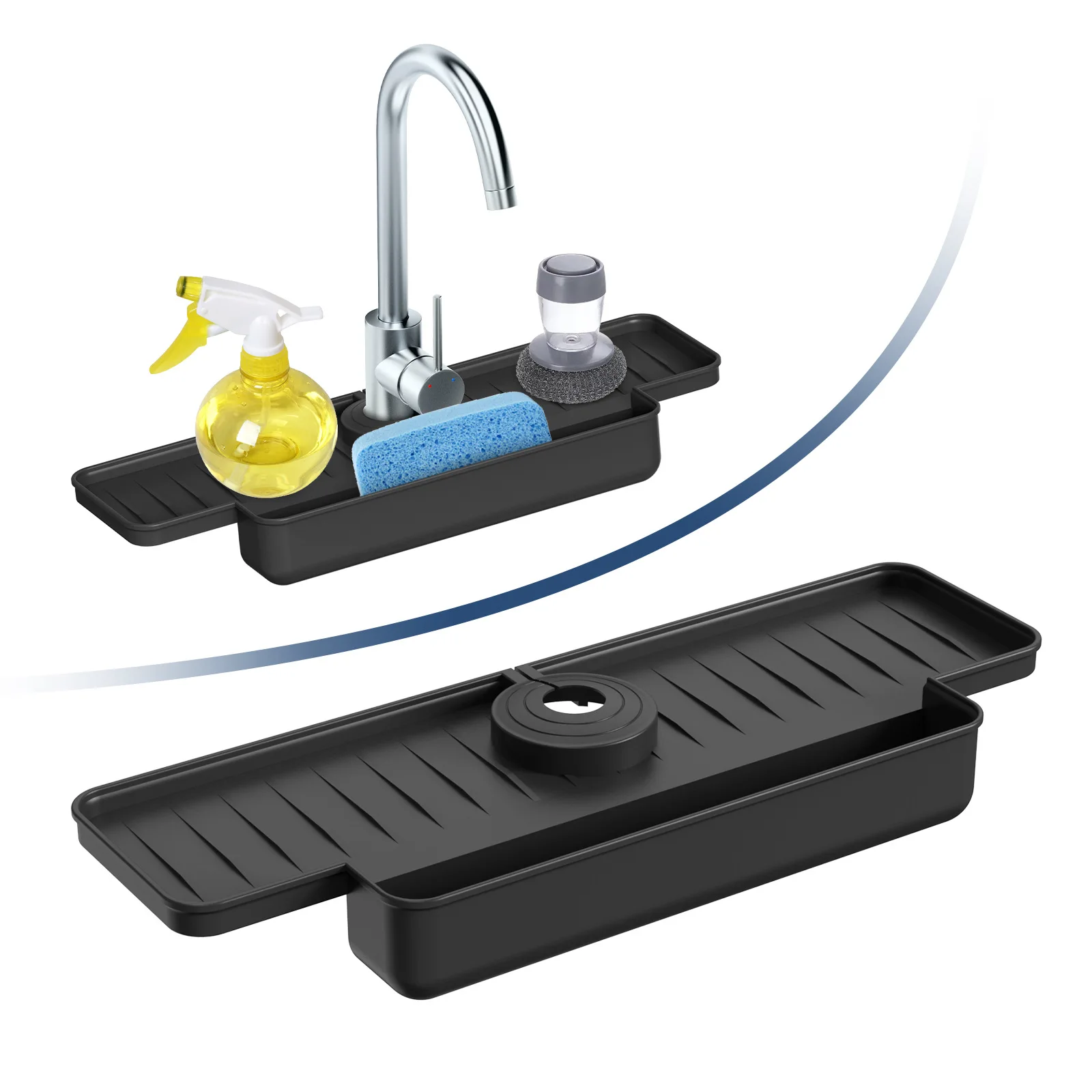 Kitchen Silicone Faucet Mat Sink Splash Drain Pad Bathroom Countertop Protector Soap Sponge Drainer Tray Kitchen Accessories