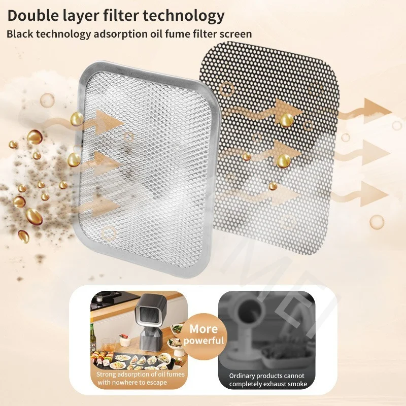 BEIJAMEI 가정용 소형 데스크탑 레인지 후드, 휴대용 데스크탑 강풍 레인지 후드, 배기 선풍기, 바베큐 USB 흡입 쿠커