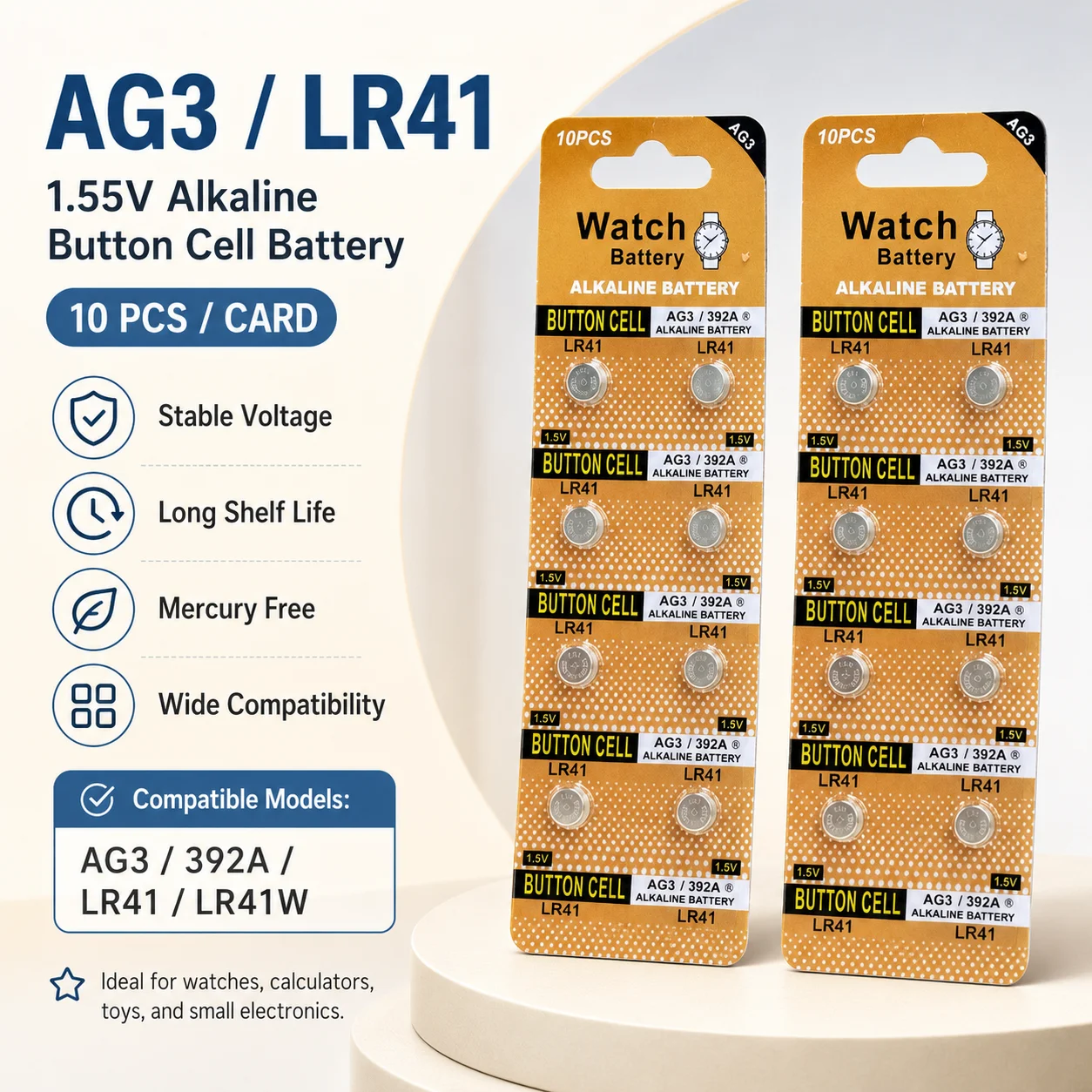

AG3 LR41 1.5V Button Cell Battery For Toys Quartz Watch Calculator Small Electronic Devices