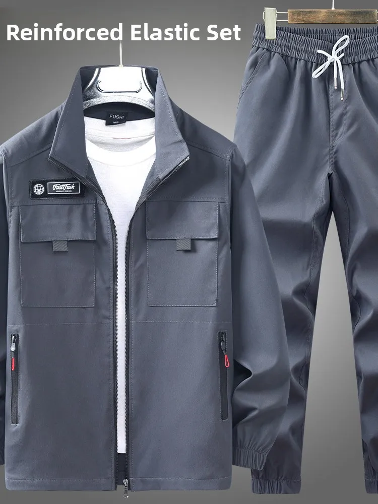 Men's Workwear Suit Spring Autumn Elastic Wear Resistant Construction Site Labor Protection Clothes Outdoor Work orm Jaet