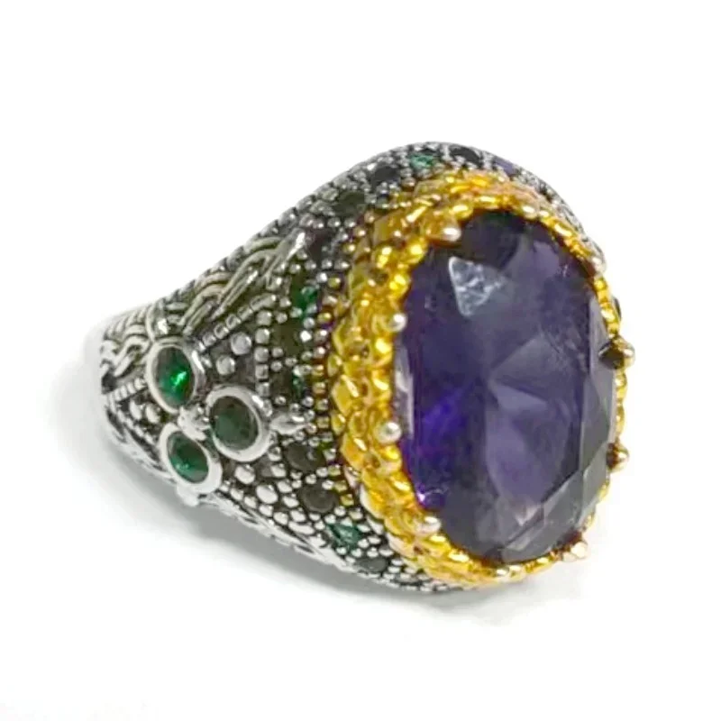 2026 New Zircon Shining Men's Luxury Ring with Personalized Retro Style As A First Accessory for Attending Banquets and Parties