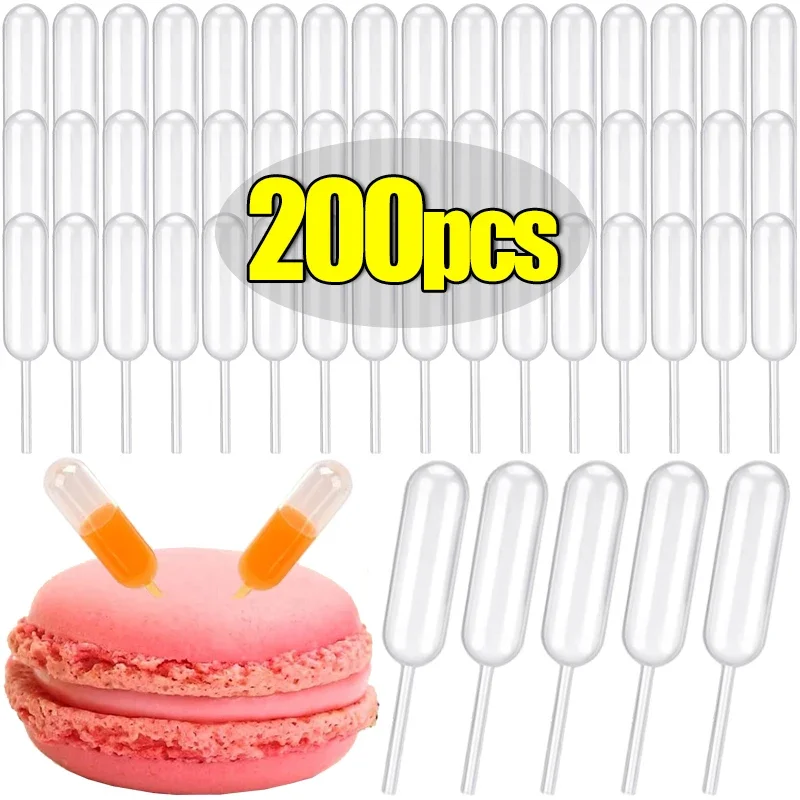 50/200Pcs Plastic Pipettes Squeeze Transfer Dropper Disposable Liquid Jam Dropper Cupcake Chocolate Strawberries Mini Pipettes