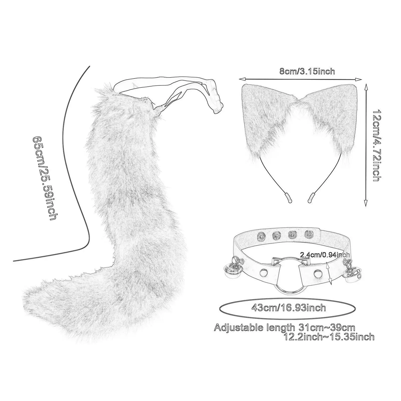 مجموعة أزياء على شكل عصابة رأس وذيل للأذنين لعطلات المهرجانات #6