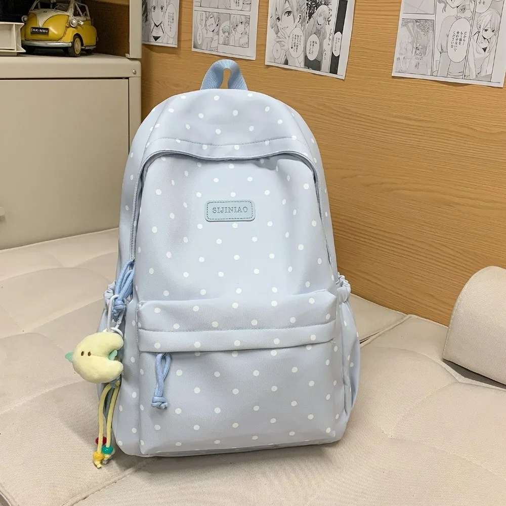 Minimalist Style Dual-Shoulder Polka Dot Backpack Lightweight Cute Travel Backpack Large Capacity Durable School Bags Laptop