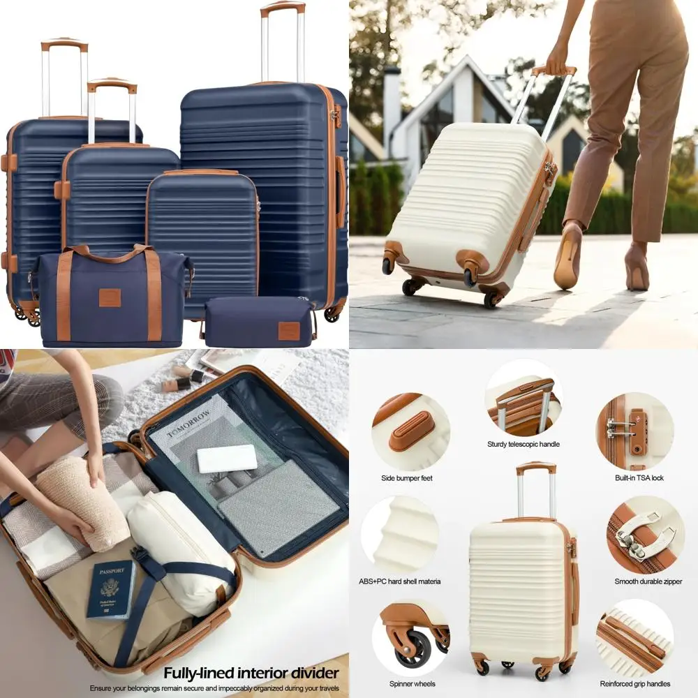 

Комплект багажа из 3 предметов: твердый боковой чемодан-спиннер с замком tsa для путешествий (темно-синий, набор из 6 предметов)