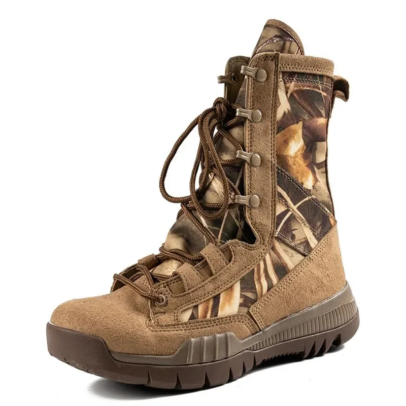 2024 High top outdoor shoes tactical boots men's camouflage desert boots light breathable wear resistant combat boots