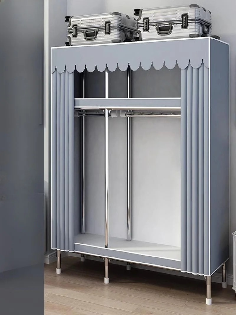 

Sturdy Durable Metal Frame Wardrobe with Ders for Bedroom Thiened Reinforced Steel Structure Home Use Children's Organizer