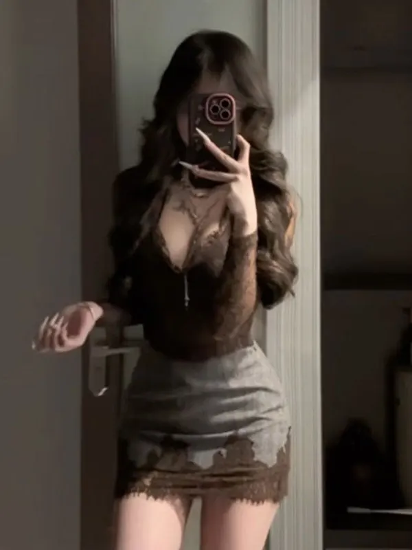 

Faionable Lace Top And Skirt Set Sexy Bodycon Sle Dr Ele Ladylike Spring Autumn Wear Comfortable mid Waist