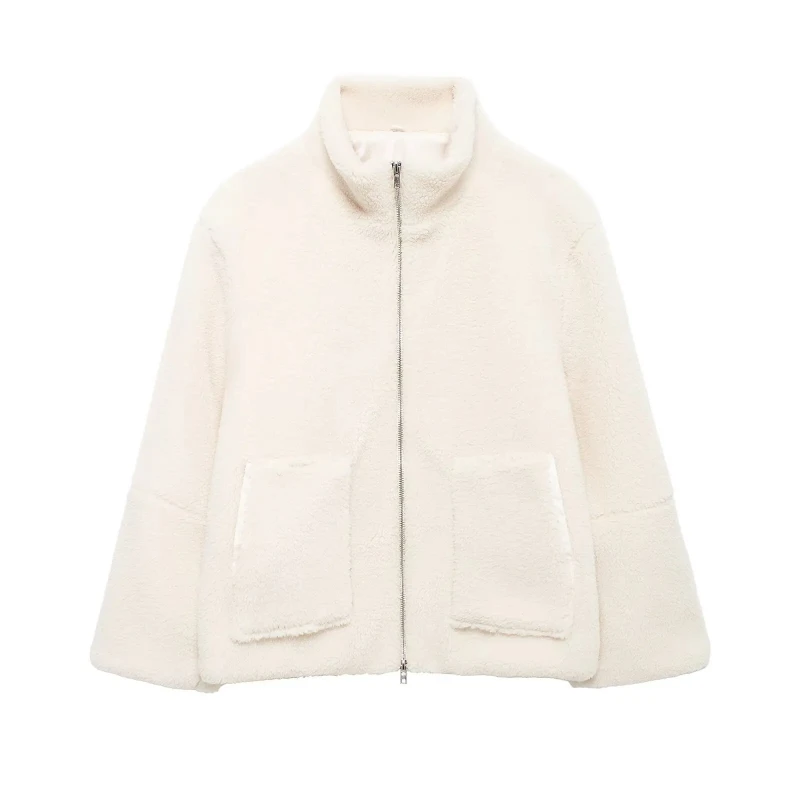 Manteau Vintage à Double fermeture éclair, mode européenne américaine, couleur unie, Harajuku, paresseux, élégant, manches longues, veste ample à col roulé, années 2000