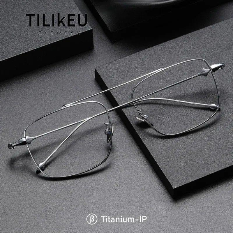 

Новая ультралегкая оправа для очков из титанового сплава с одним мостиком, квадратная, M1910, с защитой от синего света, винтажная, полноободковая, мужская, 2026