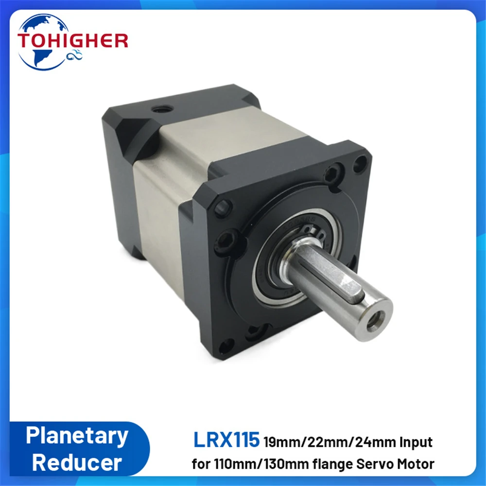 Nema42 Planetary Reducer 3:1/5:1/10:1/16:1/50:1 Ratio 100/130mm Flange 19/22/24mm Input 1kw/2kw/2.3kw/2.6kw Servo Motor Gearbox