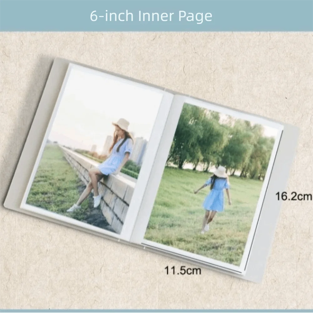 6 Inch 100 Pockets Photo Album Laminated Large Capacity Slip-in Picture Albums Insert Pocket Cloth Cover Picture Album