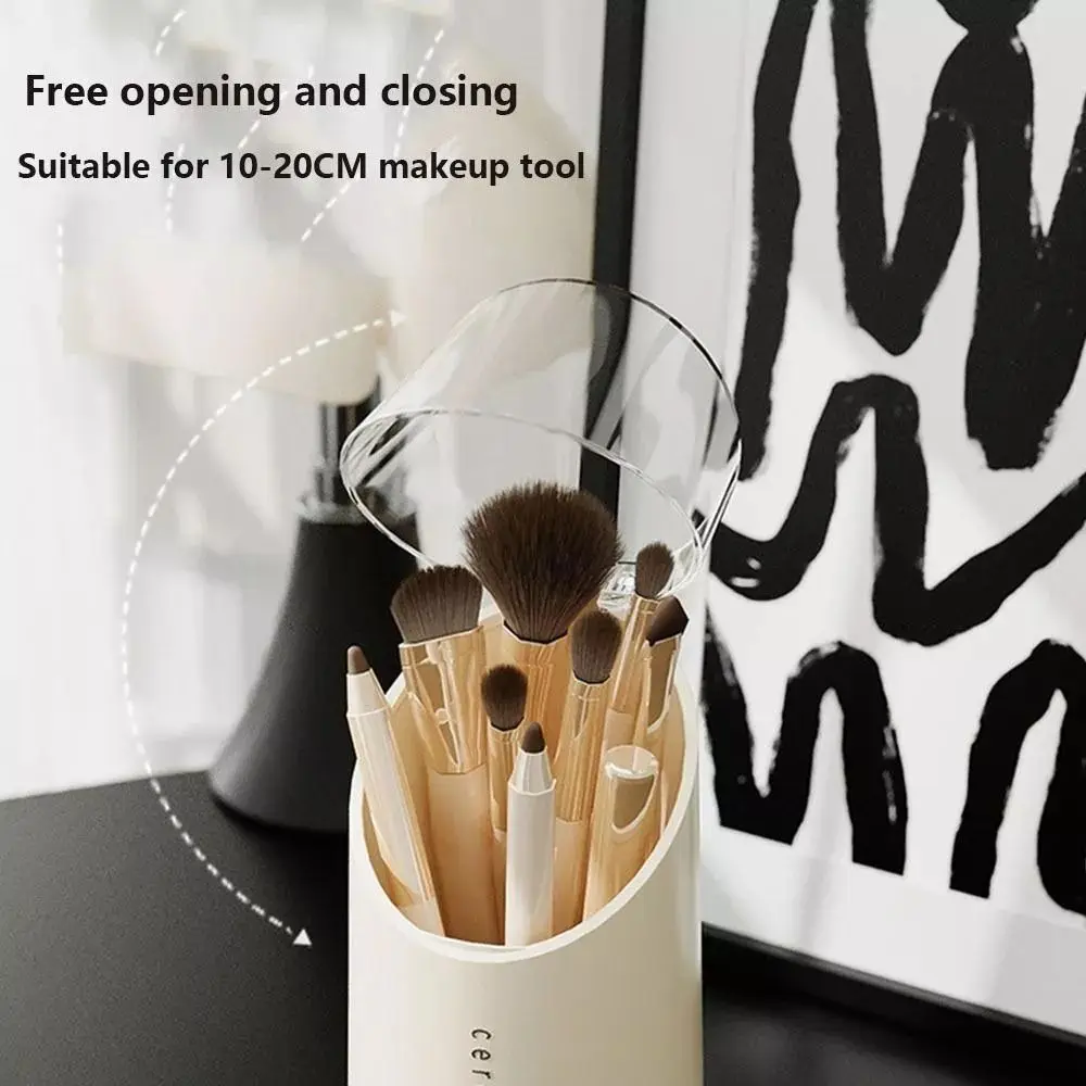 Portable PP Makeup Brushes Storage Box with Lid Dustproof Drying Makeup Tools Waterproof Space Saving Storage Rack Makeup Brush