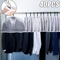 1-40PCS Semi-Package Clothes Dust Cover EVA Waterproof Transparent Suit Coat Storage Bag Short Wardrobe Hanging Clothes Cover