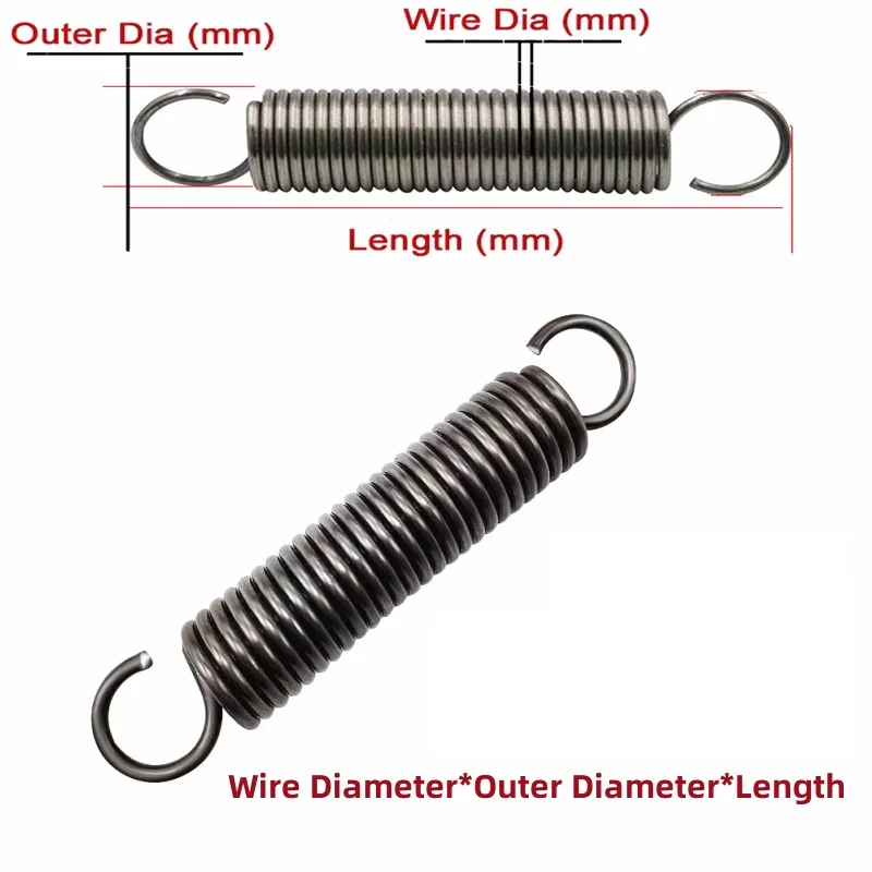 1.5/2mm Spring Steel S-hook Coil Tension Spring Pullback Coil Extension Draught Springs Outer Diameter 11~16mm