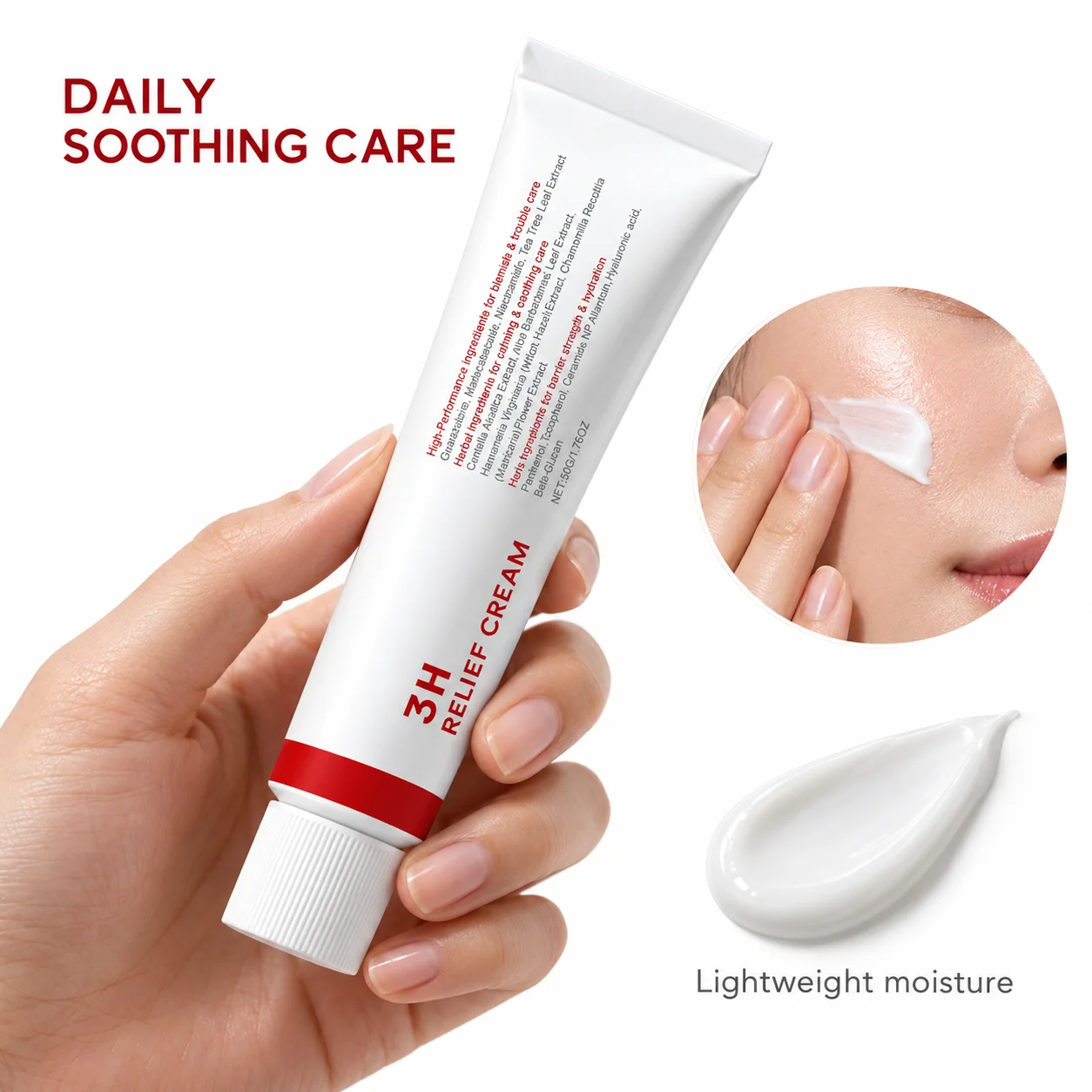 Hydrating Facial Moisturizer Soothing Cream for Sensitive Skin Barrier Support Lightweight Non Sticky Daily Skin Care