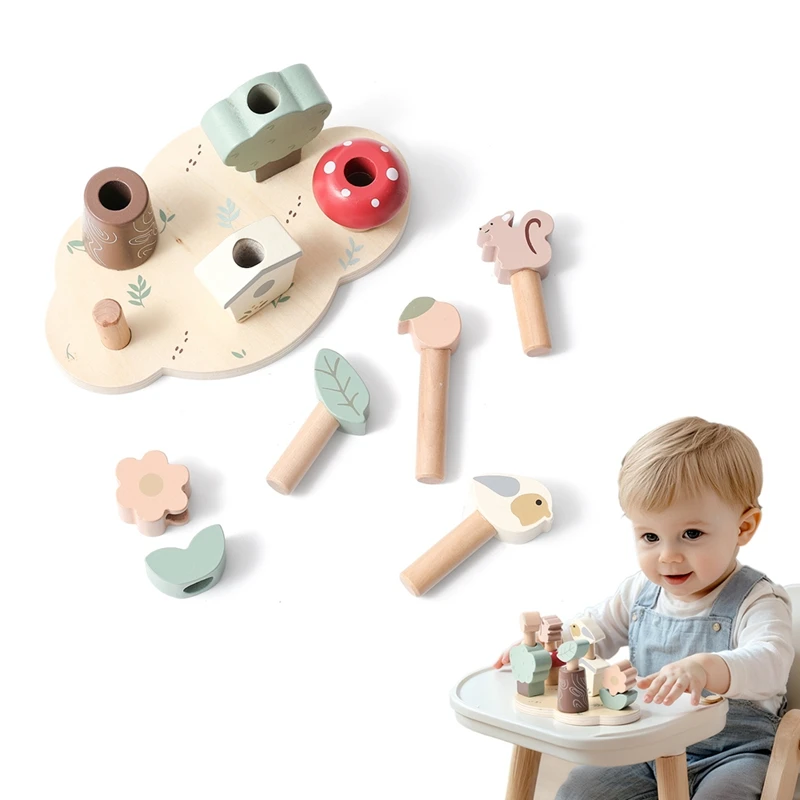 Kids Montessori Toys Color Wooden Bouncing Toys Baby Color Recognition Hand And Foot Coordination Toys Toddlers Block Game Gifts