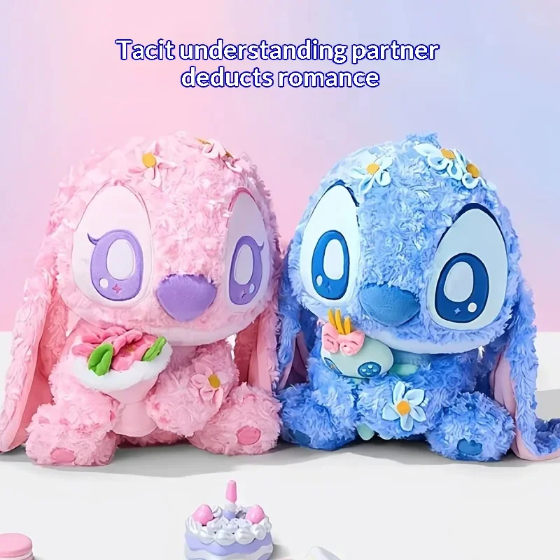 

Disney Lilo & Stitch Angel Sitting Plush With Floral Accent Cute Couple Stuffed Doll Romantic Valentines Day Gift For Her Lover