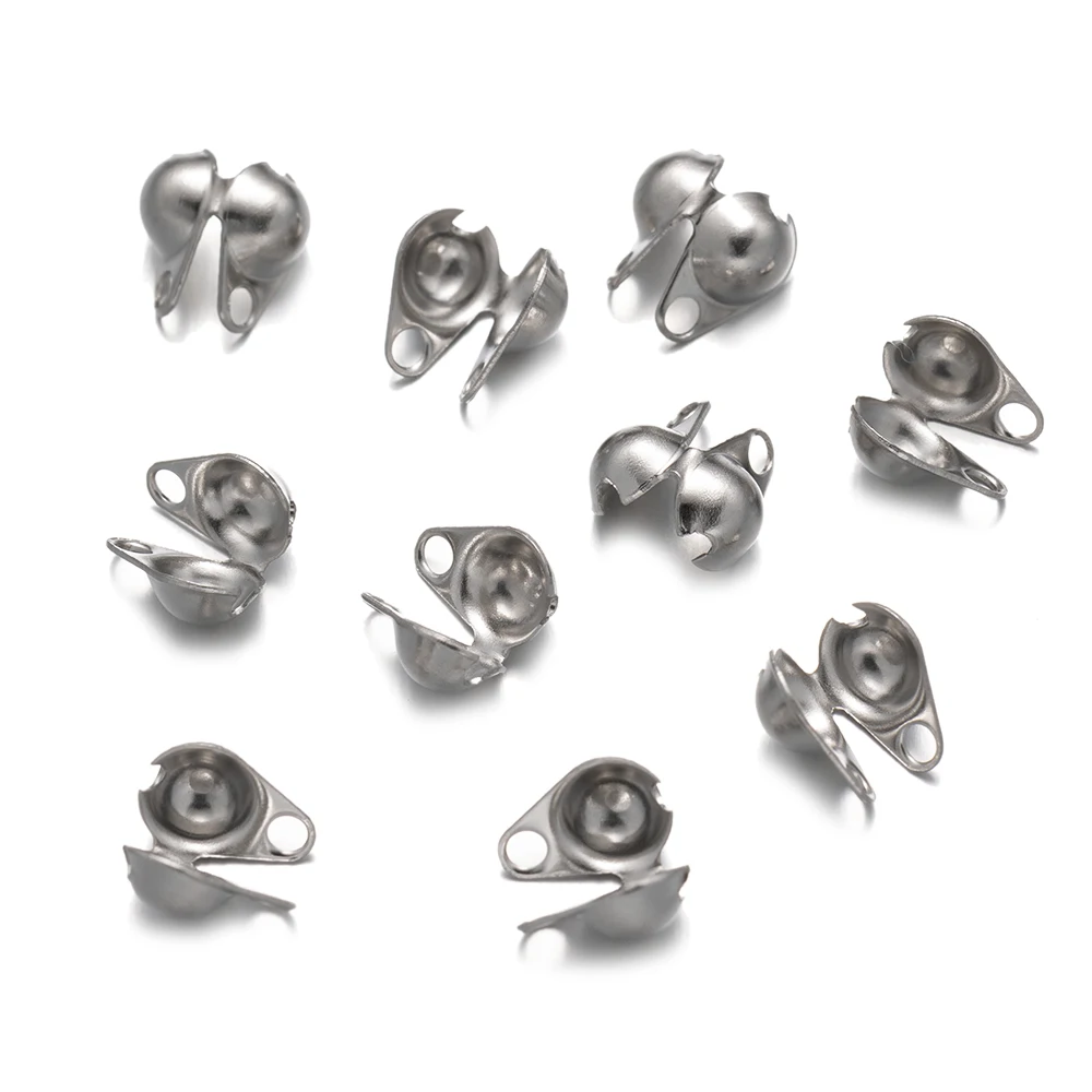100pcs Stainless Steel Connector Clasp Open Cover Crimp End Beads For DIY Bracelets Necklaces Jewelry Making Supplies Material image 5