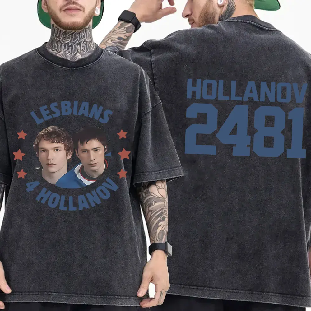 

Heated Rivalry Shane Hollander‌ Ilya Rozanov Hollanov 2481 Vintage Washed T-shirt Men Women Casual Oversized T Shirts Streetwear