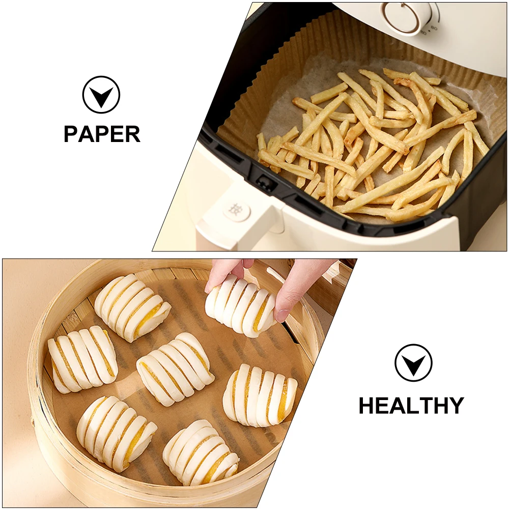 

80pcs Baking Paper Parchment for Kitchen Steaming Air Fryer BBQ Perforated Brown Healthy Premium Material