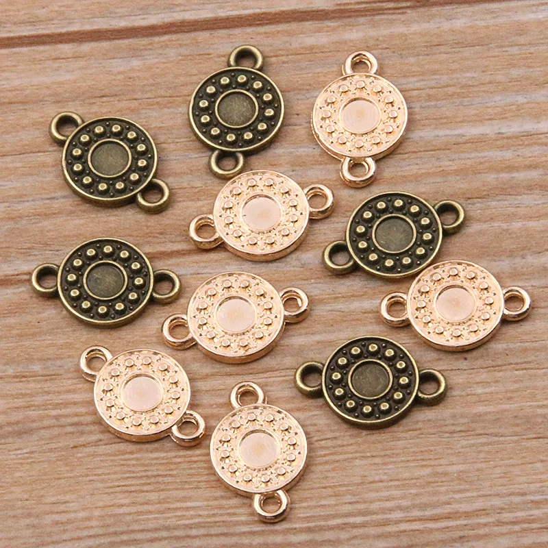 30PCS 11*17mm Wholesale 3 Color Circular Connector Round Pendant Metal Alloy DIY Necklace Bracelet Earrings Marking