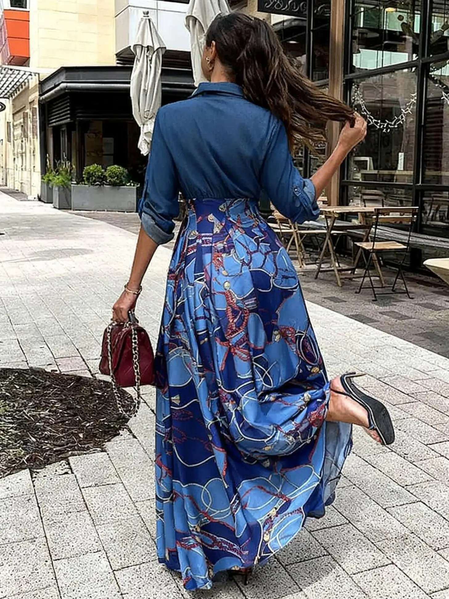 حجم كبير، فستان قميص بأكمام طويلة للربيع والخريف، فستان وصيفة العروس، #4