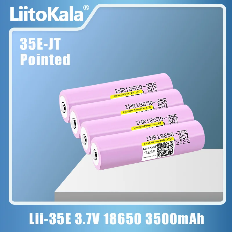 LiitoKala INR18650 35E Pointed 100% Original for 18650 3500mAh 25A Discharge INR18650 Battery Li-ion 3.7v Rechargable Battery