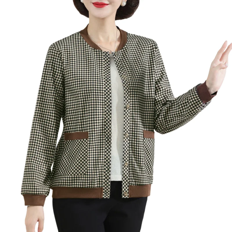 New Vintage Fashion Women Clothing Single Layer Cardigans Coat Spring Autumn Korean Loose Female Casual Plaid Jacket Tops