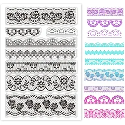 Lace Flower Border Clear Stamps Transparent Silicone Stamp for Card Making Decoration and DIY Scrapbooking