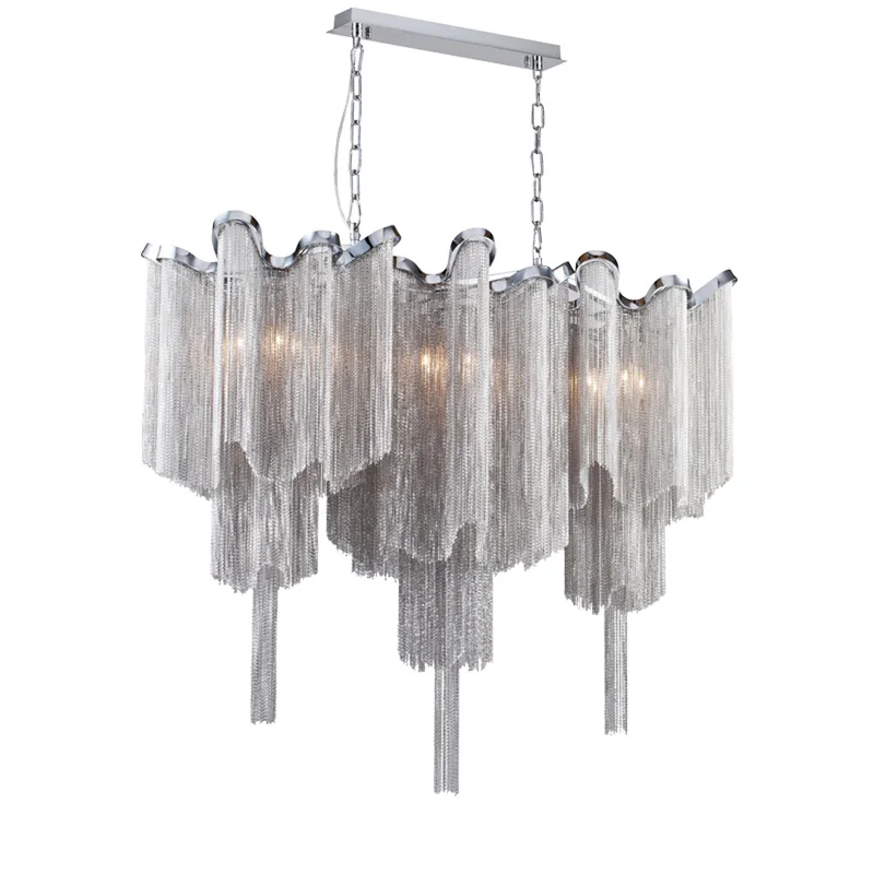 Tassel Led Chandelier Creative Suspend Lamp Living Room Hotel Cafe Silver Gold Aluminum Modern Luxury Hang Light Chandeliers