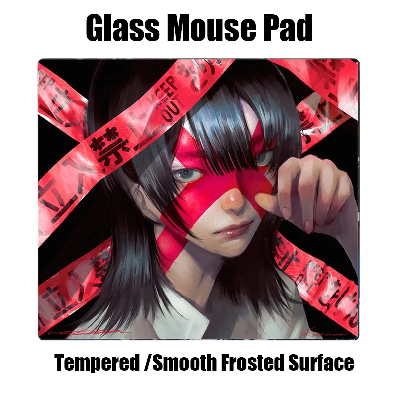 

New Glass Mouse Pad Anime Girl SAI Replica Gaming Tempered Glass Mousepad E-sports Gaming Table Pad Customized Mats Y2k