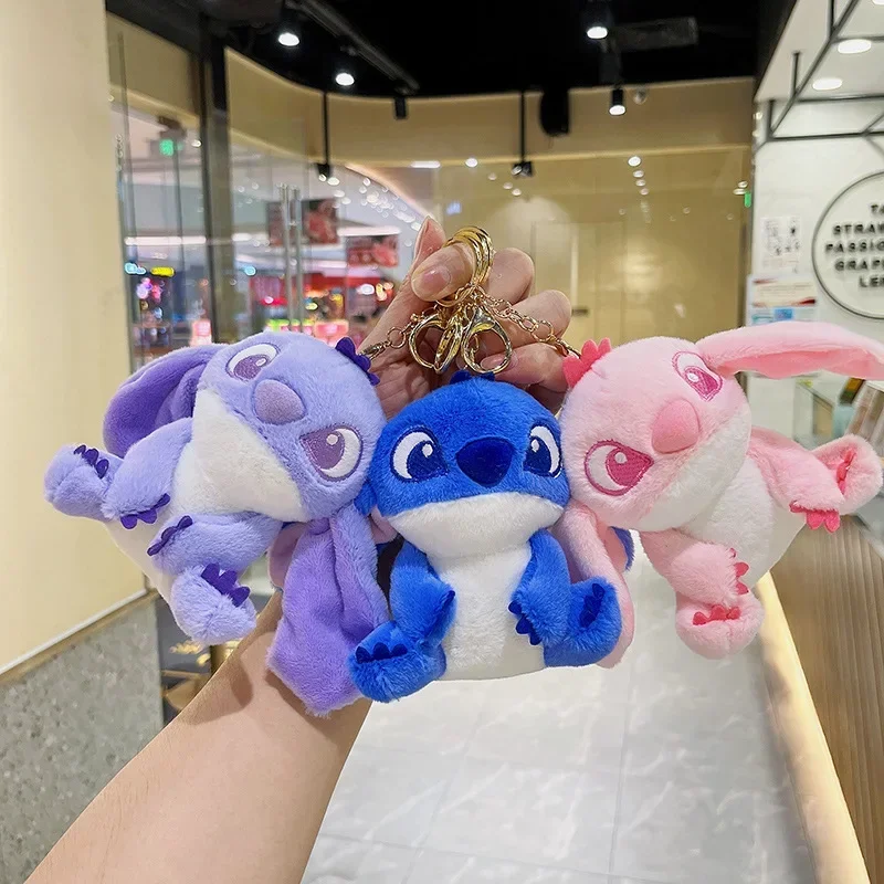 Disney Stitch Plush  Keychain Cute Anime Cartoon Fashion Portable Plushie Toys Car Key Pendant Knapsack Room Decoration Gifts