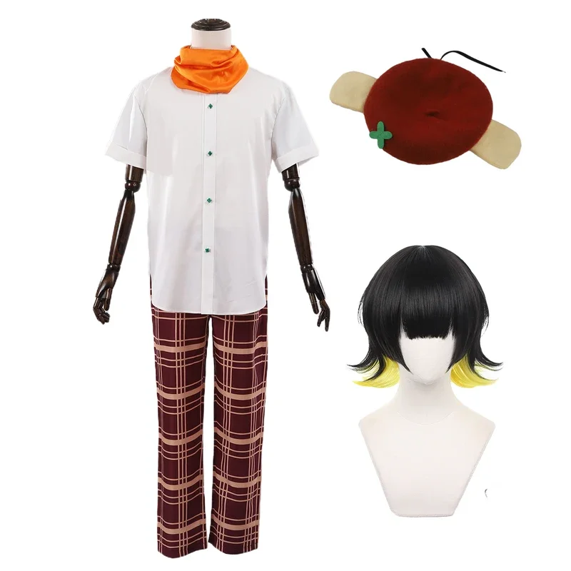 Blue Lock Anime Bachira Cosplay Costume Wig Casual Wearing Cute Shirt Pants Scarf Hat Rose Net Sythetic Party Outfit Gift