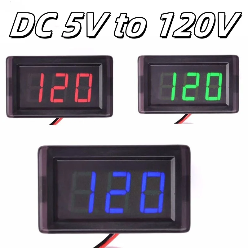 DC 5-120V LED Digital Display Two-wire Voltmeter DC Digital Voltmeter Head Display Reverse Connection Protection Test Tools New