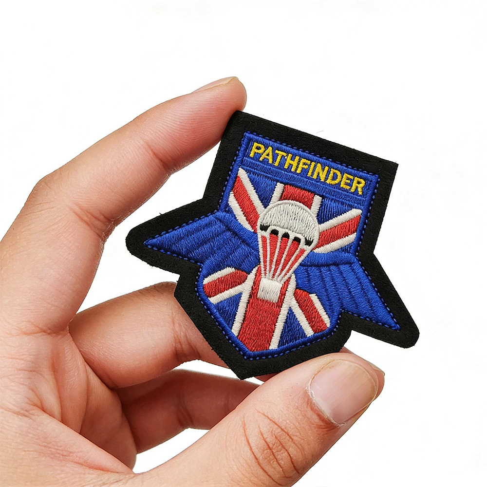 UK PATHFINDER Parachute Element Applique Embroidery Patch Tactical Fabric for Jacket Shoulder DIY Sew-on Accessory