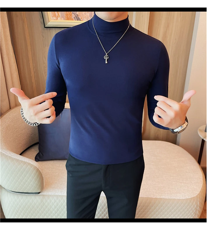 2026 Herren Thermounterwäsche Rollkragen-Hemd mit Revers, dünnes Modal-Herbst- und Winter-Langarm-Unterhemd, einlagiges Slim-Fit-Oberteil – Detail 12