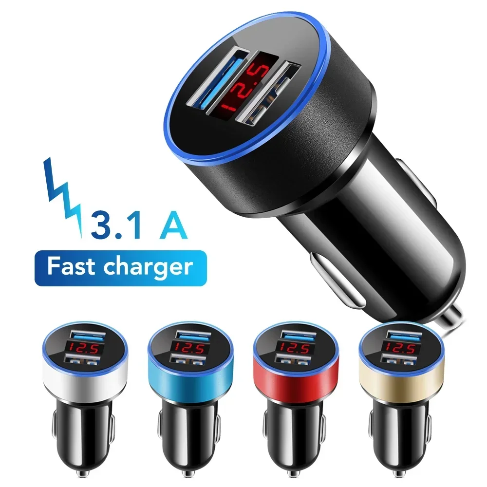 3.1A LED Display USB Phone Charger Car-Charger for Lada Granta Kalina 2 1 Priora Vaz Niva Largus 2110 2114 4x4 Xray