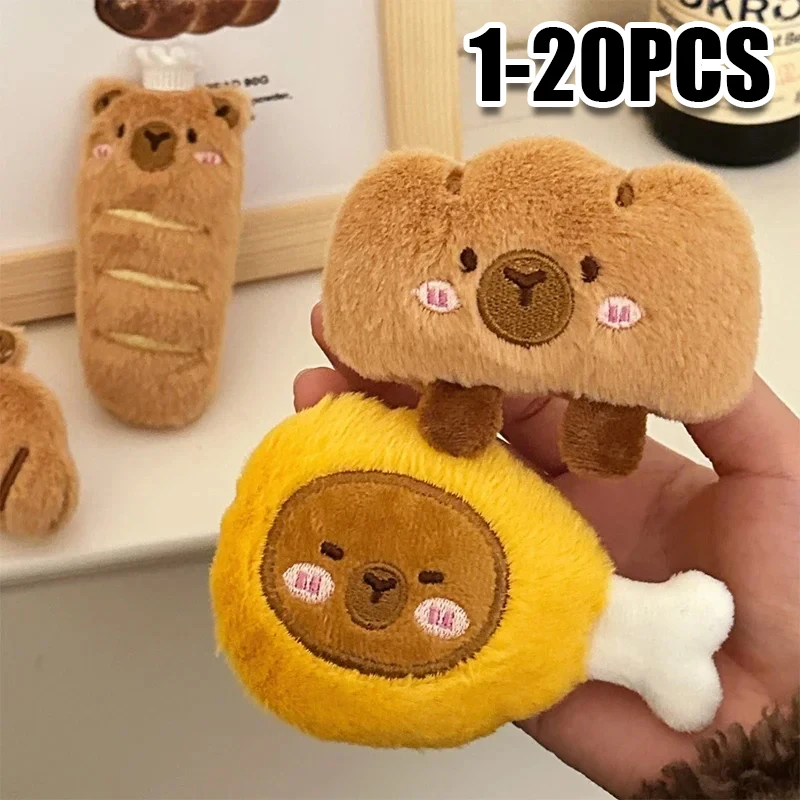

Anime Style Capybara Plush Keychain Adorable Funny Bread Topper Fluffy Hanging Toy Food Themed Teen Accessories