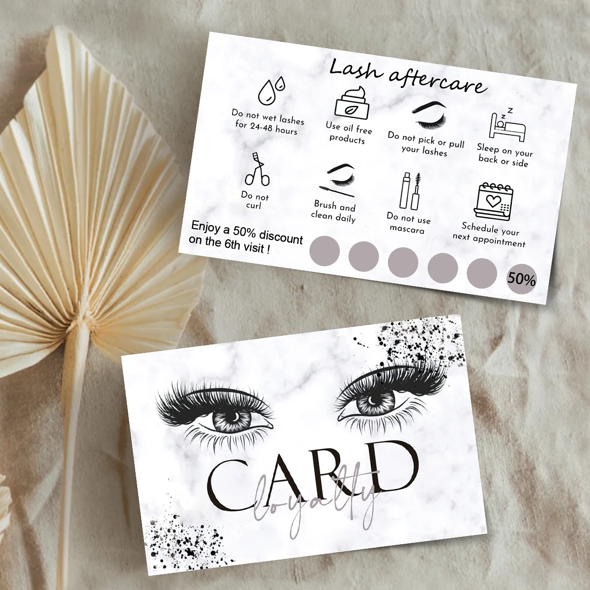 OKAYLASH Marble Eyelash Card Lash Extension Loyalty Card Lash Business Card Discount Card Wholesale Supplier