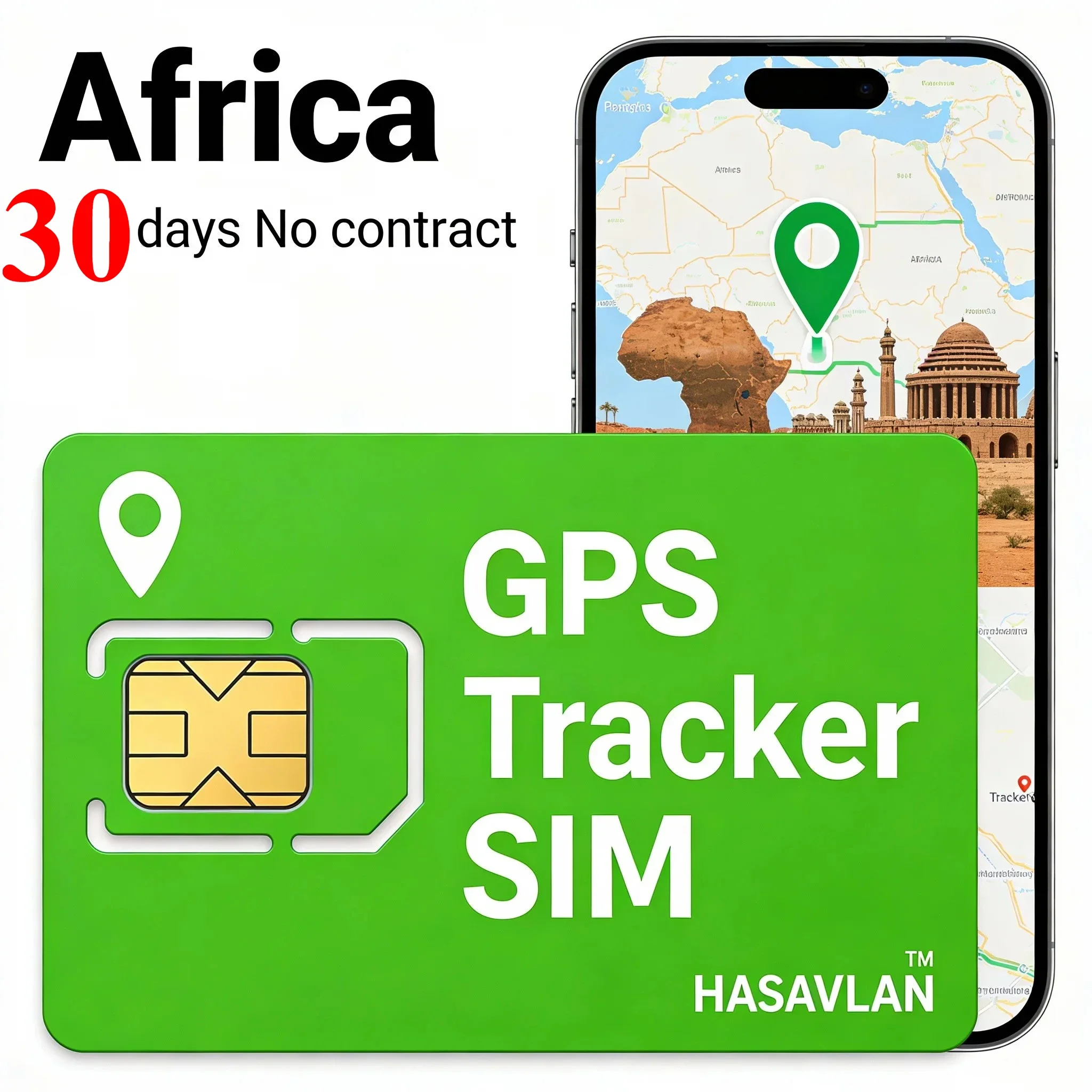 AFRICA  4G LTE IoT SIM Card for Smart Collars & Trackers, 30MB/30 Days, GPS M2M Devices Compatible, ZOVAGOLO