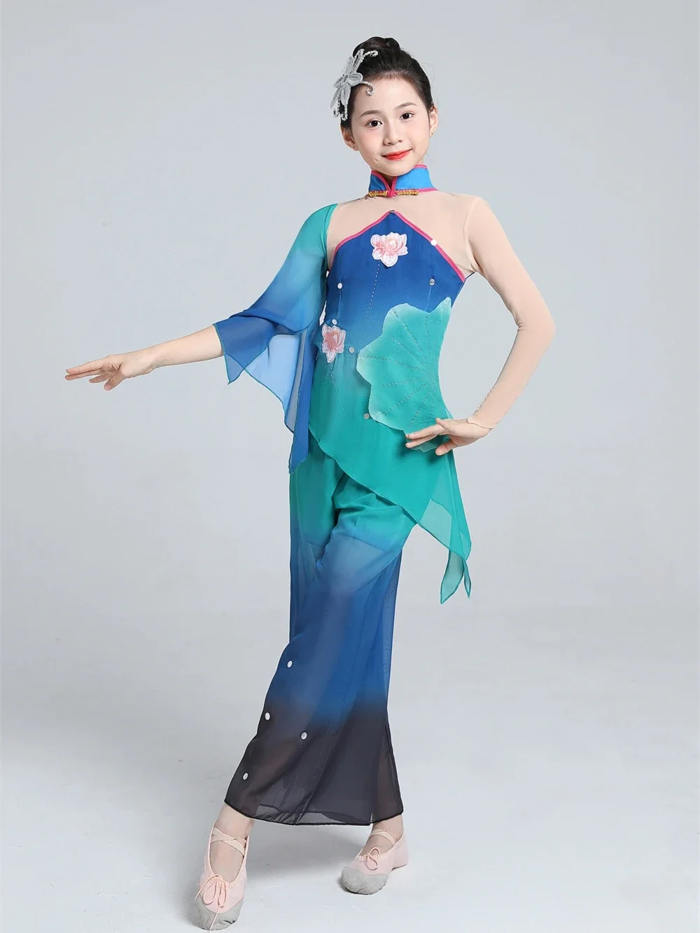 Small Lotus Style Classical Dance Costumes Girls Performancewear Chinese Dance Practice Clothes Art Exam