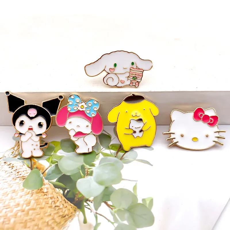 Kawaii Kuromis Brooch Cartoon Cinnamorolls Cute Hellos Kittys Melodys Multi Functional Scarf Buckle Drop Oil Metal Pin Jewelry