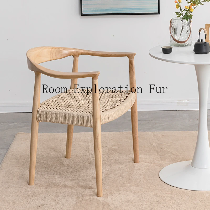 Wooden Vanity Dining Chairs Modern Restaurant Kitchen Office Arm Dining Chair Rattan Wedding Silla Comedor Home Furniture BL50CY