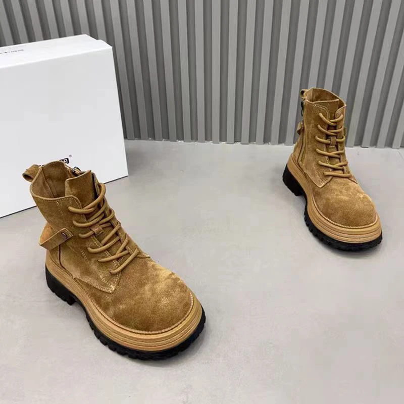 

Flats Women Ankle Boots Fashion Lace Up Shoes Designer Woman Boots 2025 Winter Sport New Cozy Chelsea Botas Mujer De Zapatillas