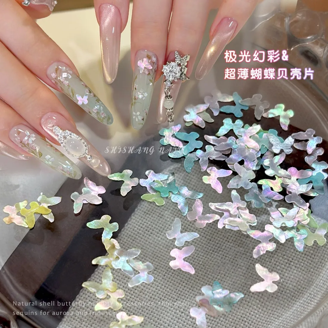 YYM 10 Pezzi Decorazioni per Unghie Ultra Sottili a Forma di Farfalla, Fiocchi di Paillettes Sottili, Charm per Unghie per Decorazioni Fai-da-Te e Manicure