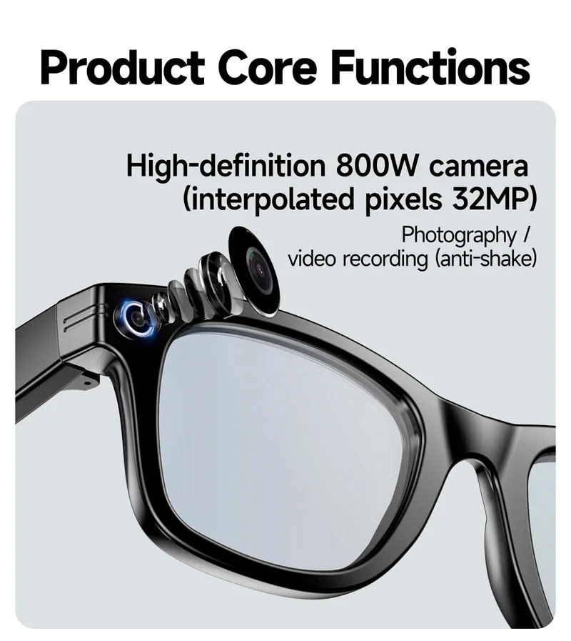 

RHW610 умные очки с искусственным интеллектом, 900 Вт, пиксельная камера для съемки с искусственным интеллектом, HD фото, видео, голосовой перевод, водонепроницаемые Bluetooth-очки