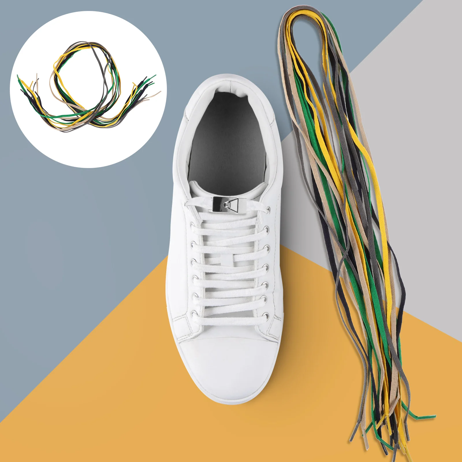 

Lazy Shoe Lace Buckle Laces Shoelaces Bungee Rope Polyester Yarn➕latex Tie White Sneaker Men and Women Man